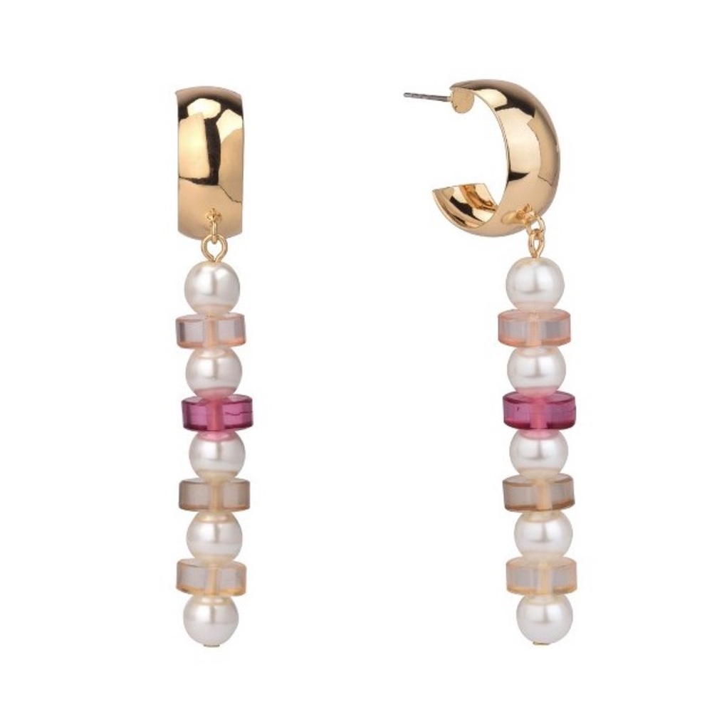 Isaac Mizrahi New York Huggie Hoop Pierced Earrings with Linear Drop